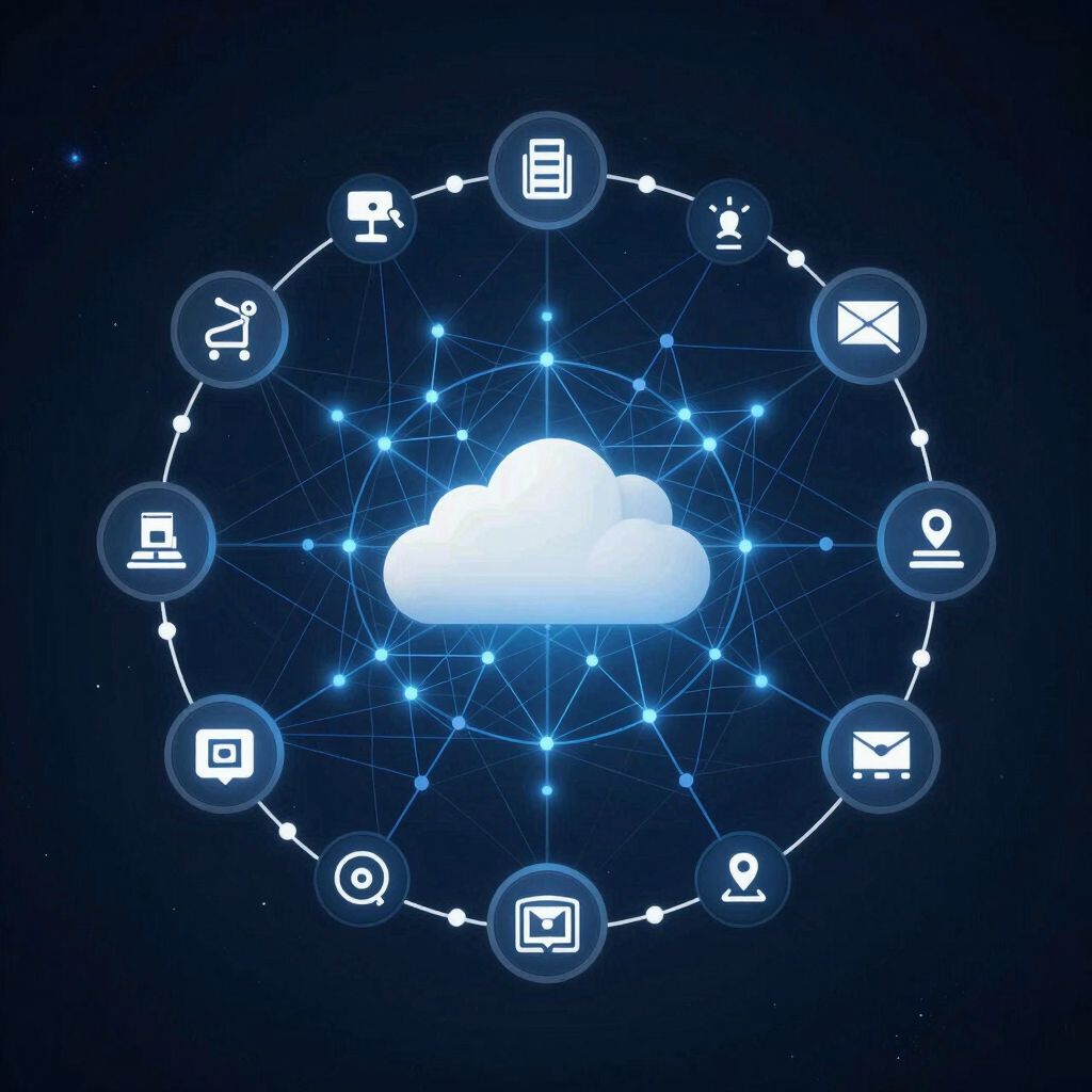 A cloud at the centre of a network of connected systems